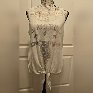 Maurices All American Long Horn Cream Waist Tie Tank Top Medium